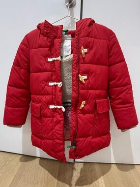 Boden Red Puffer Coat, Partially Sherpa Lined, Girls Size 7-8Y